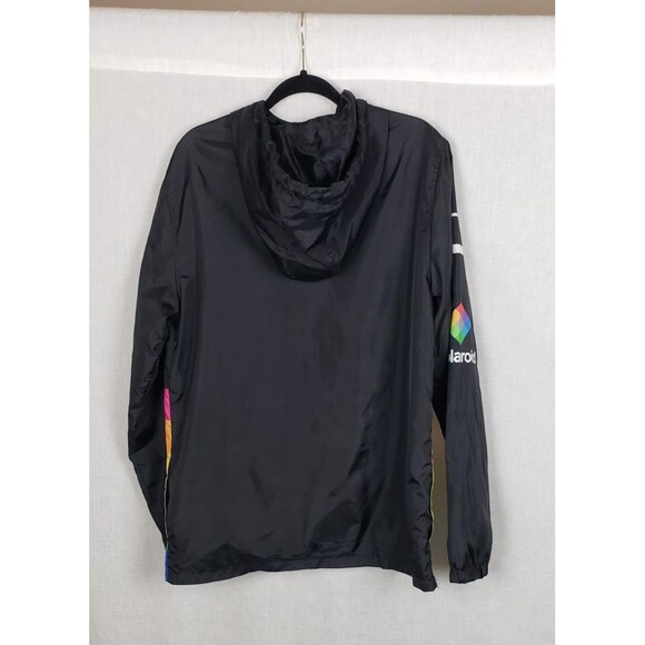 Polaroid Jacket Mens Large Black Rainbow Windbreaker Pullover Hooded 320 OneStep - Picture 2 of 12